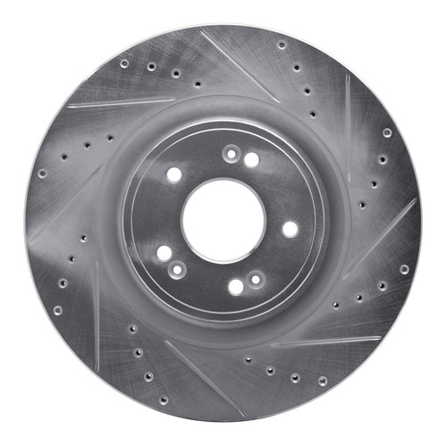 R1 18-20 Genesis G80 Front Right Drilled & Slotted Silver Brake Rotor