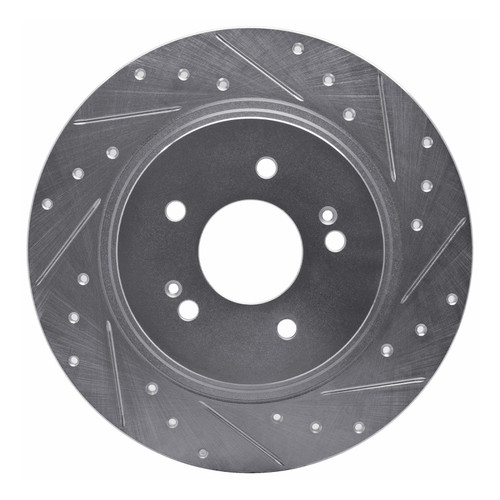 R1 19-25 Hyundai SANTA FE Rear Right Drilled & Slotted Silver Brake Rotor