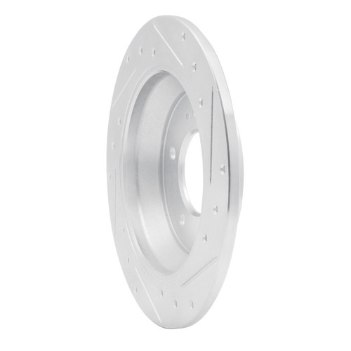 R1 14-23 Hyundai Kona Rear Left Drilled & Slotted Silver Brake Rotor