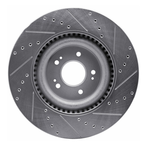 R1 18-20 Genesis G80 Front Left Drilled & Slotted Silver Brake Rotor