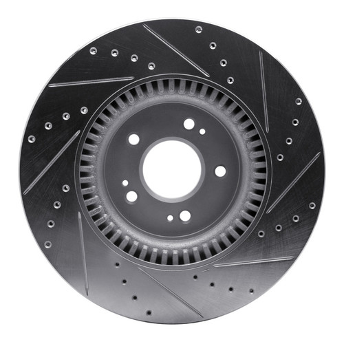 R1 18-20 Genesis G80 Front Left Drilled & Slotted Silver Brake Rotor EDZ-03058L
