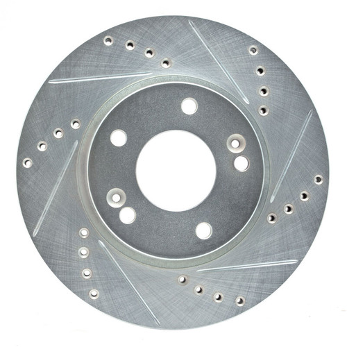 R1 15-25 Hyundai Kona EV Front Right Drilled & Slotted Silver Brake Rotor