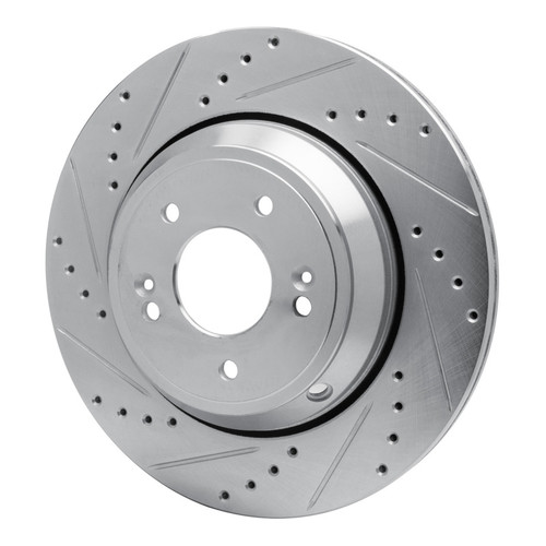 R1 18-23 Genesis G80 Rear Left Drilled & Slotted Silver Brake Rotor