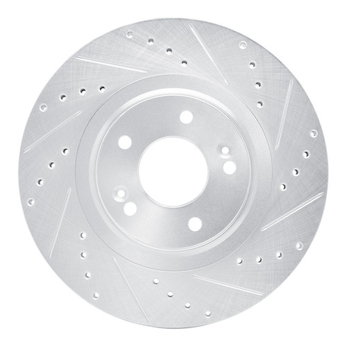 R1 13-20 Hyundai SANTA FE Front Right Drilled & Slotted Silver Brake Rotor