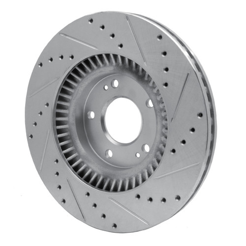 R1 13-20 Hyundai SANTA FE Sport Front Left Drilled & Slotted Silver Brake Rotor