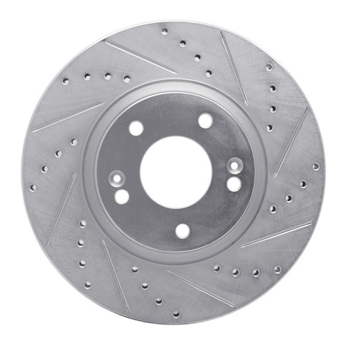R1 10-13 Hyundai SANTA FE Front Right Drilled & Slotted Silver Brake Rotor
