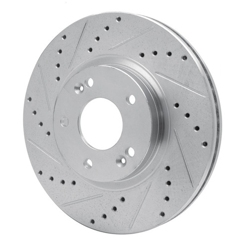 R1 10-13 Hyundai SANTA FE Front Left Drilled & Slotted Silver Brake Rotor