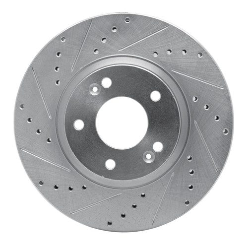 R1 10-13 Hyundai SANTA FE Front Left Drilled & Slotted Silver Brake Rotor