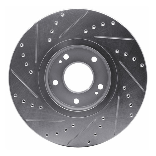 R1 07-12 Hyundai Veracruz Front Right Drilled & Slotted Silver Brake Rotor