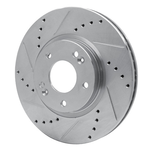 R1 07-09 Hyundai SANTA FE Front Left Drilled & Slotted Silver Brake Rotor