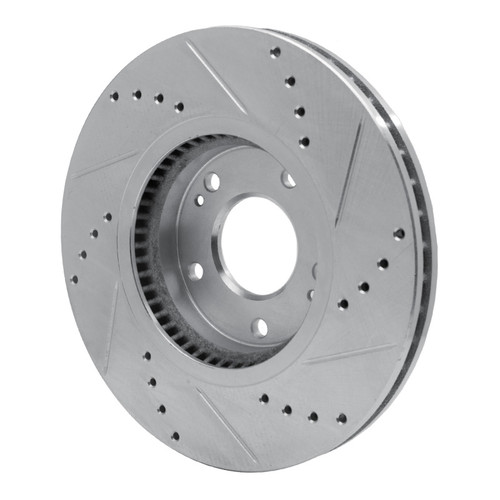 R1 07-09 Hyundai SANTA FE Front Left Drilled & Slotted Silver Brake Rotor