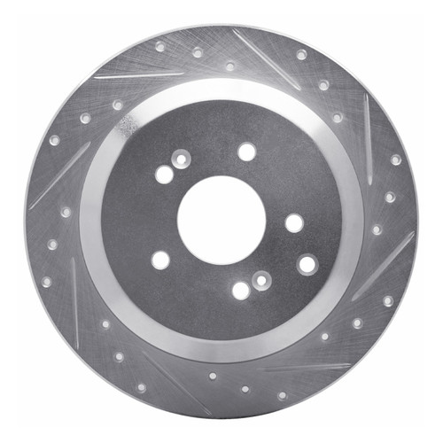 R1 07-12 Hyundai Veracruz Rear Right Drilled & Slotted Silver Brake Rotor
