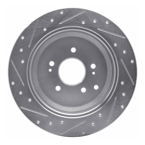 R1 07-12 Hyundai Veracruz Rear Right Drilled & Slotted Silver Brake Rotor