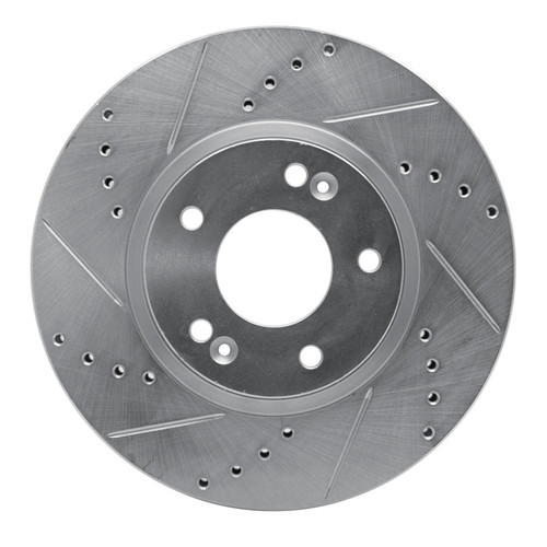 R1 07-12 Hyundai Veracruz Rear Left Drilled & Slotted Silver Brake Rotor