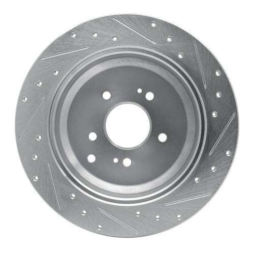 R1 07-12 Hyundai Veracruz Rear Left Drilled & Slotted Silver Brake Rotor