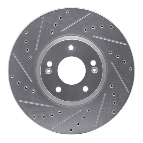 R1 07-12 Hyundai Veracruz Front Left Drilled & Slotted Silver Brake Rotor
