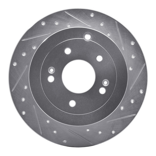 R1 07-09 Hyundai SANTA FE Rear Right Drilled & Slotted Silver Brake Rotor