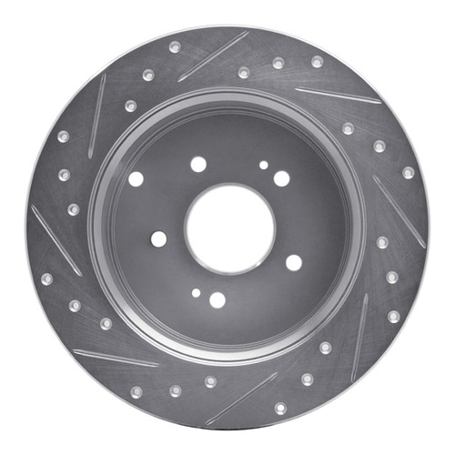 R1 07-09 Hyundai SANTA FE Rear Right Drilled & Slotted Silver Brake Rotor
