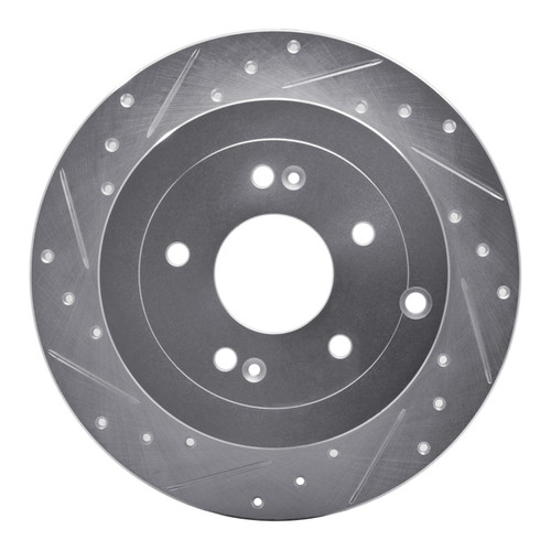 R1 07-09 Hyundai SANTA FE Rear Left Drilled & Slotted Silver Brake Rotor