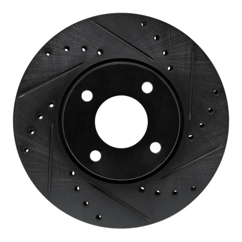 R1 00-06 Peugeot 406 (Mexico) Front Right Drilled & Slotted Black Brake Rotor
