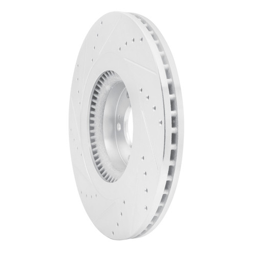 R1 12-17 Genesis G80 Front Right Drilled & Slotted Silver Brake Rotor