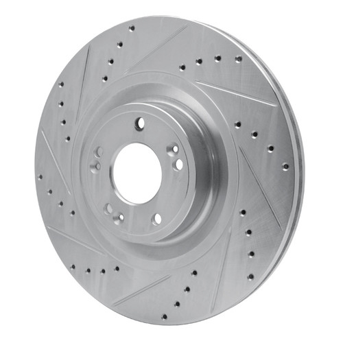 R1 12-17 Genesis G80 Front Left Drilled & Slotted Silver Brake Rotor
