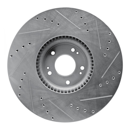 R1 12-17 Genesis G80 Front Left Drilled & Slotted Silver Brake Rotor
