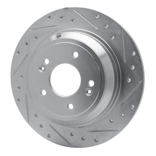 R1 09-20 Genesis G80 Rear Right Drilled & Slotted Silver Brake Rotor