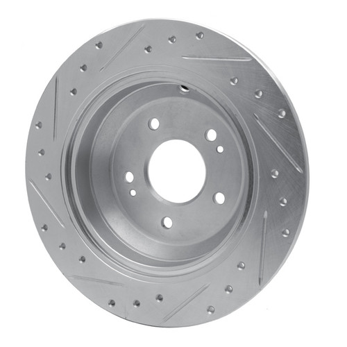 R1 09-20 Genesis G80 Rear Right Drilled & Slotted Silver Brake Rotor