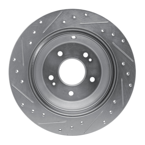 R1 09-20 Genesis G80 Rear Right Drilled & Slotted Silver Brake Rotor