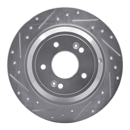 R1 09-20 Genesis G80 Rear Left Drilled & Slotted Silver Brake Rotor