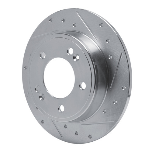 R1 11-25 Hyundai Elantra Coupe Rear Right Drilled & Slotted Silver Brake Rotor