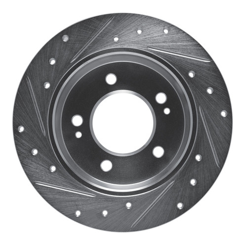 R1 11-25 Hyundai Elantra Coupe Rear Right Drilled & Slotted Silver Brake Rotor