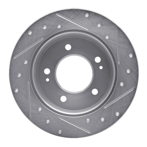 R1 11-25 Hyundai Elantra Coupe Rear Left Drilled & Slotted Silver Brake Rotor