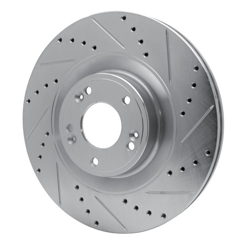 R1 11-17 Genesis G80 Front Right Drilled & Slotted Silver Brake Rotor
