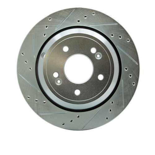 R1 11-17 Hyundai Equus Rear Left Drilled & Slotted Silver Brake Rotor