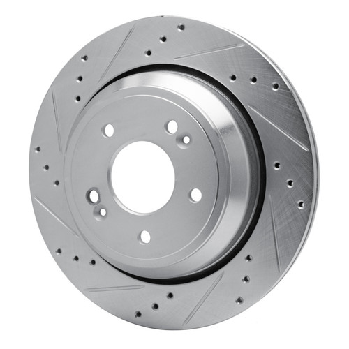 R1 11-17 Hyundai Equus Rear Left Drilled & Slotted Silver Brake Rotor