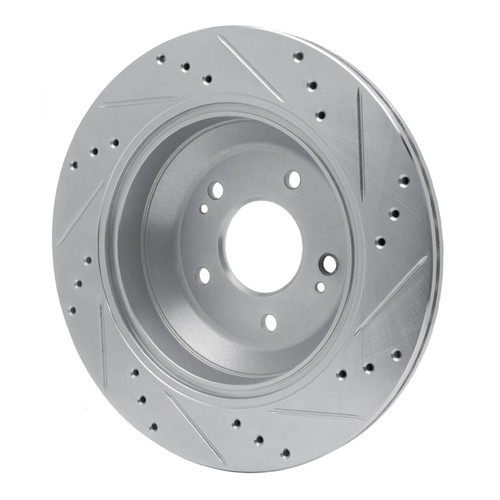 R1 11-17 Hyundai Equus Rear Left Drilled & Slotted Silver Brake Rotor