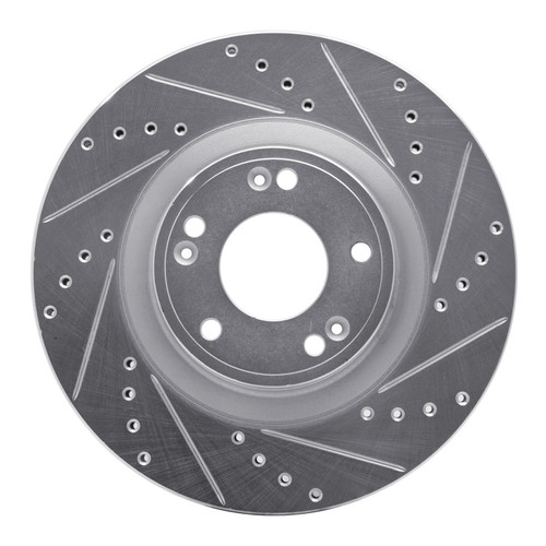 R1 09-11 Hyundai Genesis Sedan Front Right Drilled & Slotted Silver Brake Rotor