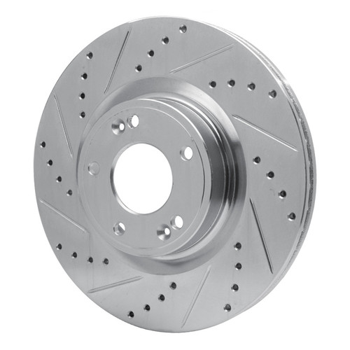 R1 09-11 Hyundai Genesis Sedan Front Left Drilled & Slotted Silver Brake Rotor