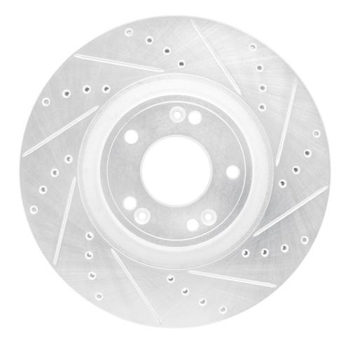 R1 09-14 Hyundai Genesis Sedan Front Right Drilled & Slotted Silver Brake Rotor