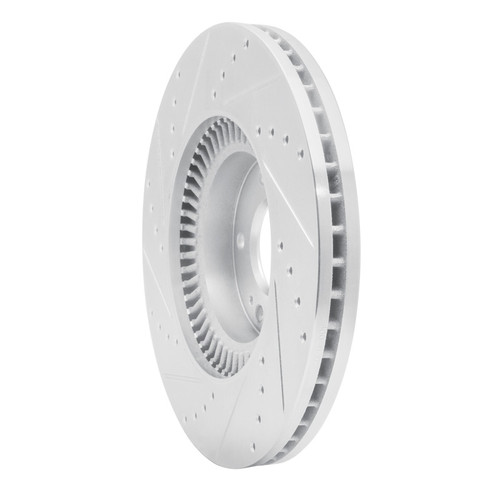 R1 09-14 Hyundai Genesis Sedan Front Right Drilled & Slotted Silver Brake Rotor