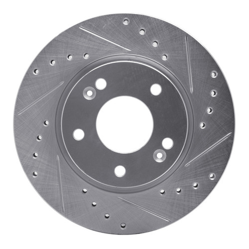 R1 07-10 Hyundai Elantra Front Right Drilled & Slotted Silver Brake Rotor