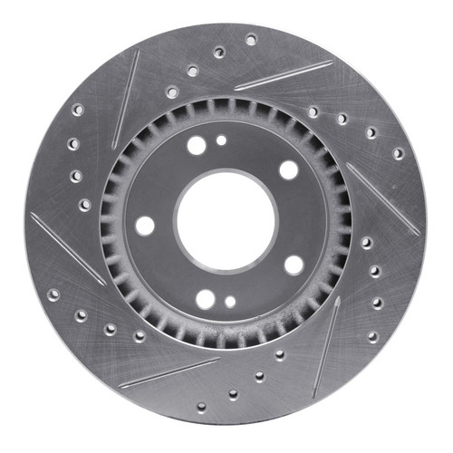 R1 07-10 Hyundai Elantra Front Right Drilled & Slotted Silver Brake Rotor