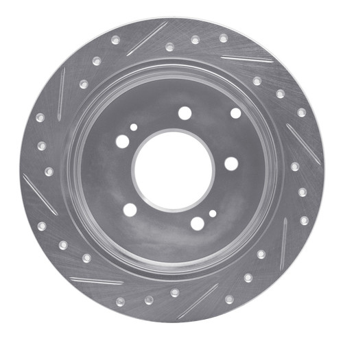 R1 06-09 Hyundai AZERA Rear Right Drilled & Slotted Silver Brake Rotor