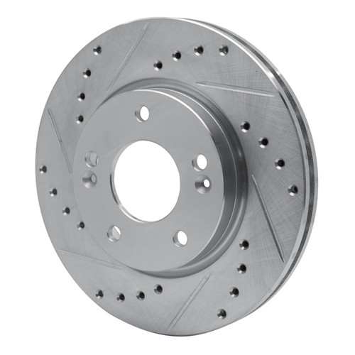 R1 07-10 Hyundai Elantra Front Left Drilled & Slotted Silver Brake Rotor