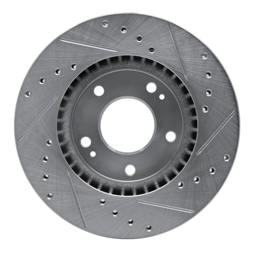 R1 07-10 Hyundai Elantra Front Left Drilled & Slotted Silver Brake Rotor