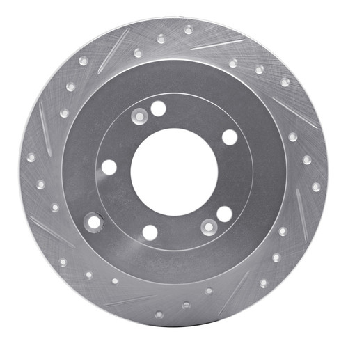 R1 06-09 Hyundai AZERA Rear Left Drilled & Slotted Silver Brake Rotor