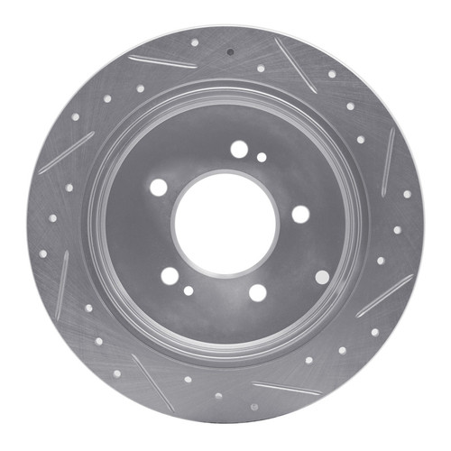 R1 06-09 Hyundai AZERA Rear Left Drilled & Slotted Silver Brake Rotor