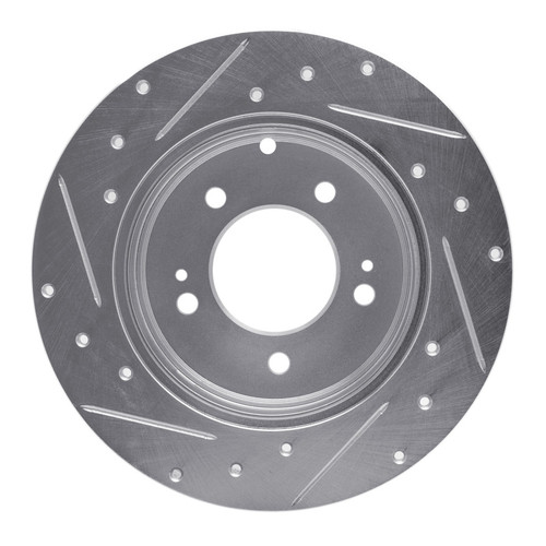 R1 05-20 Hyundai TUCSON Rear Right Drilled & Slotted Silver Brake Rotor